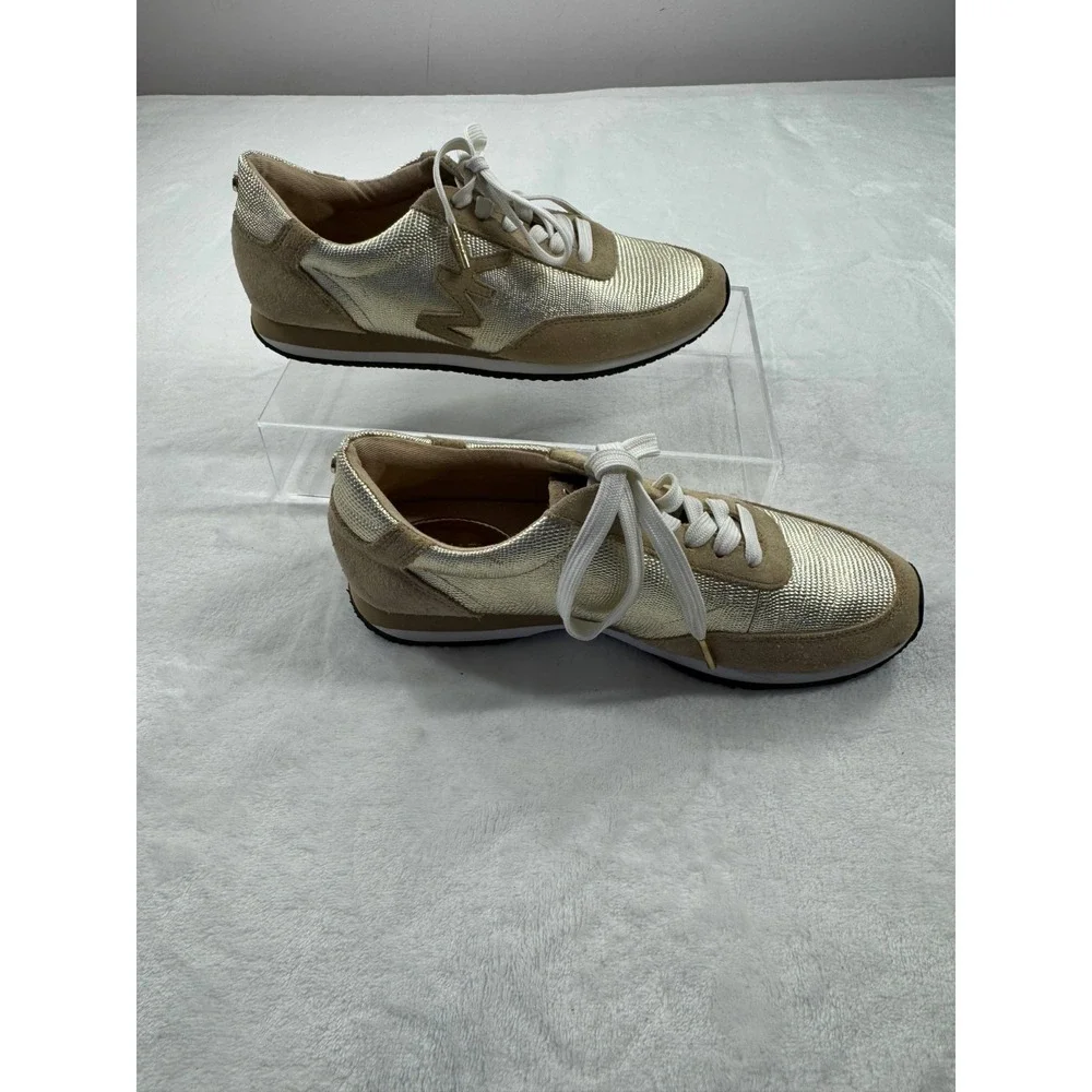 Michael Kors Stanton Trainer Sneakers Women's 6.5M Metallic Gold Lace Up Low Top